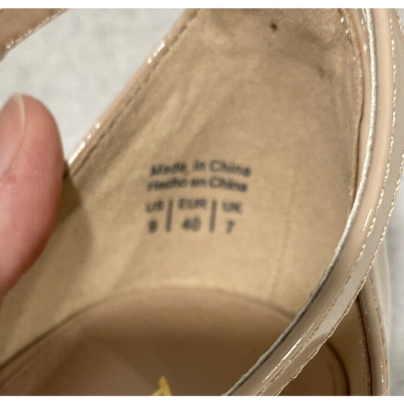 ALDO 9M Nude Patent High Heel Dressy Shoes Open Toe Ankle Strap Sexy Stilettos - Picture 4 of 10